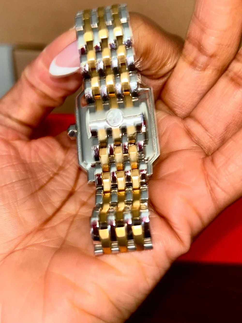 Tory Burch Two-Tone Rectangular Bracelet Watch — Gold & Silver